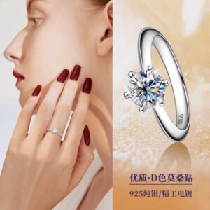 O1CN01LmFJ8l1JF89l1li7G_1859550998-0-cib-1.jpg Classic six-claw D color moissanite ring women's 925 silver-plated 18k gold explosive T family ring women's cross-border foreign trade wholesale